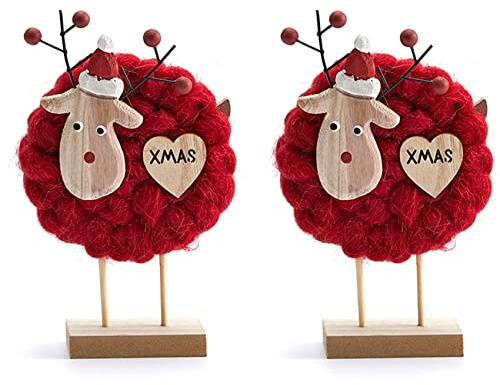 Kznifmk 2X Nordic Christmas Wooden Wool Felt Decoration Christmas Santa Claus Ornament Christmas Tree Desktop Decoration A
