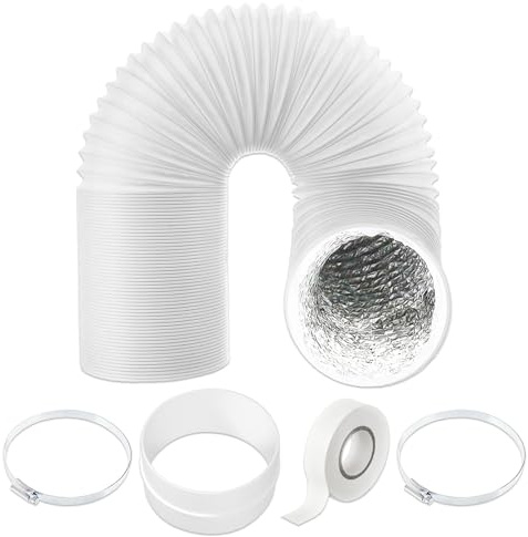 SPARES2GO Tuyau d'aération universel de 12,7 cm x 3 m en feuille d'aluminium PVC isolée portable pour climatiseur Kit d'extension