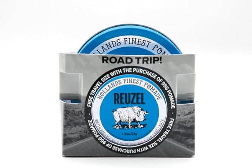 Reuzel 2025 Road Trip, blaue Pomade mit starkem Halt, wasserlöslich für einen hochglänzenden Look mit Vanilleduft, 95g + kostenlose Reisegröße 35 g