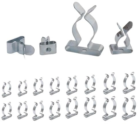 ShigKeu 16Pcs Tool Holder, Wall Mounted Tool Spring Terry Clips, Silver, 13/16/19/25mm, Garage Shed Yard Cupboard Storage