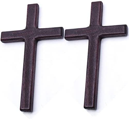 HiyyFloy Holzkreuz, 2 Stück, Vintage-religiöse, Katholische, Handgefertigte Plakette, 11,9 cm, Kleines Hängendes Wandkruzifix, Hängendes Kreuz Für Die Wanddekoration Zu Hause