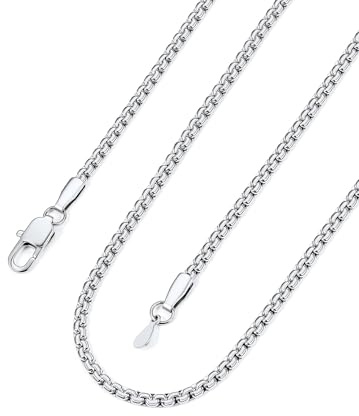 Bandmax Kette für Herren Platte Venezianierkette Erbskette Herren Kettenbox Briolette Catena Venezianisch Halskette Edelstahl Männer Gliederkette 2mm Box Link Kette Halsband Halsschmuck für Kinder