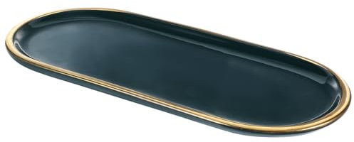 BESPORTBLE 1 Pieza Plato De Cerámica Phnom Penh Baño Decorativo Bandejas Dorado Oro Bandeja Decorativa Plato De Joyería Verde