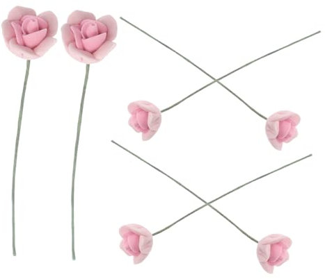 TOYANDONA 6pièces Miniatures Roses Artificielles pour Maison De Poupée Décoration De Bouquet De Roses Pâles Échelle pour Jardin Et Chambre