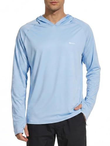 HUAKANG UV Shirt Herren Langarm UPF 50+ Sonnenschutz für Angeln Surfen | Schnelltrocknend Atmungsaktiv Elastisches Rashguard Kapuzenpullover UV Sonnenschutz Schwimmen Running