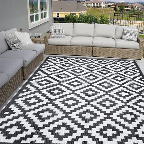 Jyswx Tappeto Impermeabile da Esterno - 150 x 240 cm Stuoia Reversibile Antiscivolo in Paglia di Plastica, Facile da Pulire, Tappeto da Giardino per Patio, Terrazza, Campeggio, Spiaggia, Picnic