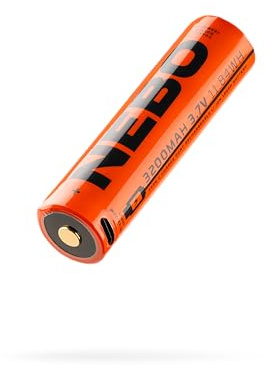 NEBO 18650 Rechargeable Li-ion Battery – 3200mAh, USB-C Charging, Overcharge Protection – Compatible with SLYDE KING 2K, BIG LARRY PRO, Luxtreme SL25