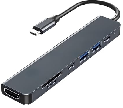 DewGulf Hub USB-C Universel 7-en-1 – Adaptateur USB A/C avec 4K – Adaptateur Multiport avec Charge PD 100W & Lecteur SD/TF – pour Ordinateurs Portables, Tablettes et Smartphones