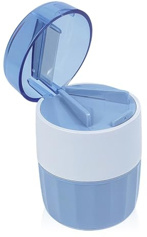 Mortier à comprimés 3 en 1 avec coupe-comprimés, hachoir multifonction avec tête de broyage en acier inoxydable, séparateur de comprimés et compartiment de rangement, bleu clair