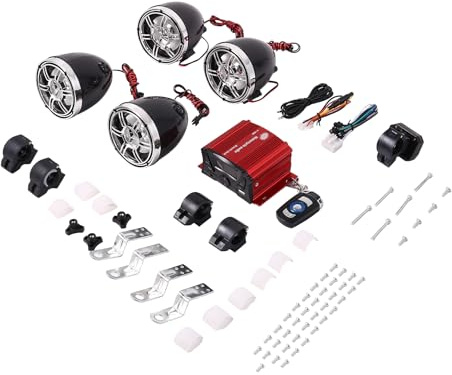Tumintu Lot de 3 haut-parleurs Bluetooth étanches pour moto - Amplificateur MP3 - Son audio stéréo - Système d'amplification stéréo