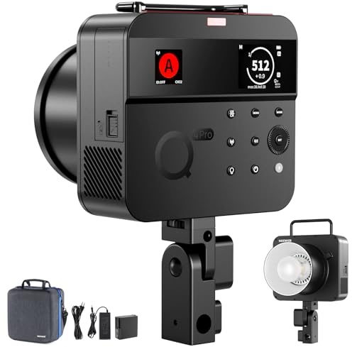 NEEWER Q4PRO 400Ws 2.4G TTL Flash Studio Esterno con App | Compatibile con Godox, 1/8000 HSS, 6000K, 2800mAh, Dual Screen, Attacco Bowens, Riciclo 0.01-1.2s, Luce Pilota 30W