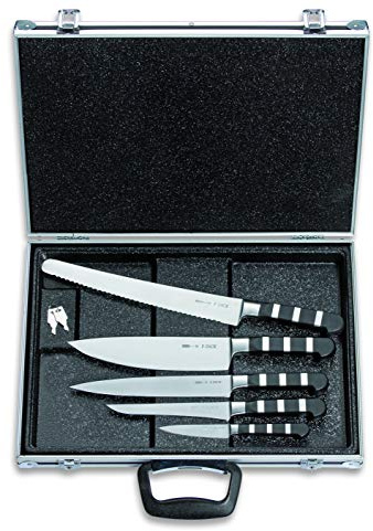 F. Dick Messerset 1905 (Magnetkoffer, Officemesser, Tranchiermesser, Ausbeinmesser, flexibel, Universalmesser, Wellenschliff, Kochmesser, 56° HRC) 81168000, Schwarz, 43 cm x 32 cm x 6 cm
