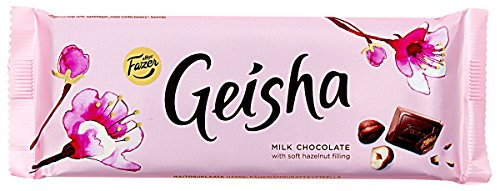 2 Barres de Fazer GEISHA Finition Traditionnel Lait Chocolat avec Remplissage Doux aux Noisettes