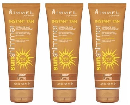 3 x Rimmel London Instant Tan Sun Shimmer Instant Tan - Light Matte 125ml