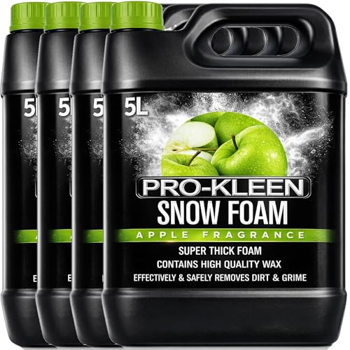 Pro-Kleen Snow Foam Car Wash Shampoo - pH Neutral and Non Caustic Formula - Super Thick Foam (Apple, 4 x 5L)