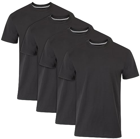 Hanes Ultimate Men's 4-Pack FreshIQ Crew T-Shirt, Black, X-Large