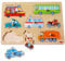 HABA 301940 - Greifpuzzle Fahrzeug-Welt , Holzspielzeug ab 12 Monaten , 8-teiliges Puzzle aus Holz mit bunten Fahrzeugmotiven , Mit großen Knöpfen zum Greifen