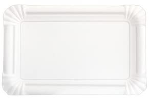 250 Teller, Pappe eckig 9 cm x 15 cm weiss Pappteller