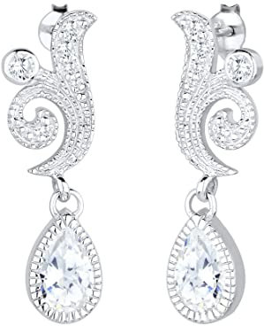 Elli PREMIUM Ohrringe Damen Ohrhänger Ornament Tropfen Festlich mit Zirkonia Steinen in 925 Sterling Silber