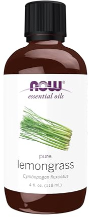 NOW Essential Oils, Lemongrass Oil, Uplifting Aromatherapy Scent, Steam Distilled, 100% Pure, Vegan, Child Resistant Cap, 4-Ounce