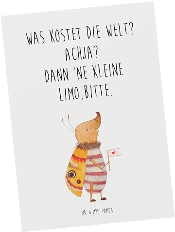 Mr. & Mrs. Panda Postkarte Nachtfalter Fähnchen - Geschenk, Grußkarte, Spruch witzig, Ansichtskarten, süß, lustige Sprüche, Gute Laune, Tiere,