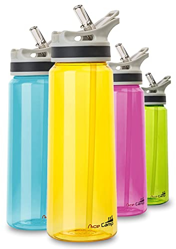 AceCamp TRITAN Trinkflasche | Sportflasche | BPA-frei I alle Getränke I Springdeckel gelb 750 ml