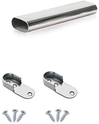Oval Wardrobe Rail Polished Chrome Hanger Pole Closet, Hanging Rails and Fittings for Clothes (700mm (0.7m) ~27.5″)