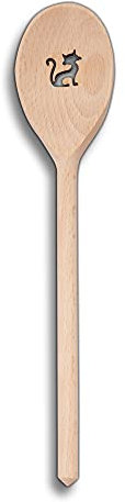HOFMEISTER® Kochutensilien Löffel oder Pfannenwender mit Motiv aus Holz (Ovaler Kochlöffel/Katze)
