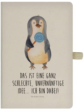 Mr. & Mrs. Panda DIN A5 Baumwoll Notizbuch Pinguin Lolli - Geschenk, Süßigkeiten, Journal, Gauner, Blödsinn, Skizzenbuch, Tagebuch, Notizblock,