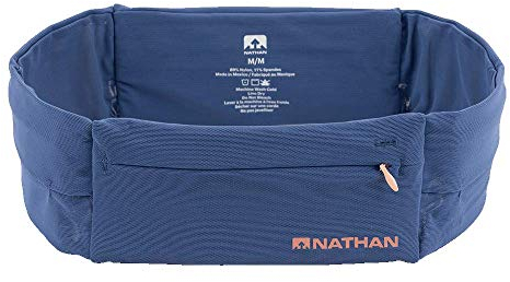 Nathan Laufgürtel – The Zipster Lite Hüfttasche mit 2 Reißverschlüssen Bounce Free Pouch/Lightweight/Runners Fanny Pack passt auf alle iPhones, Android, Samsung für Damen und Herren (Marineblau, L)
