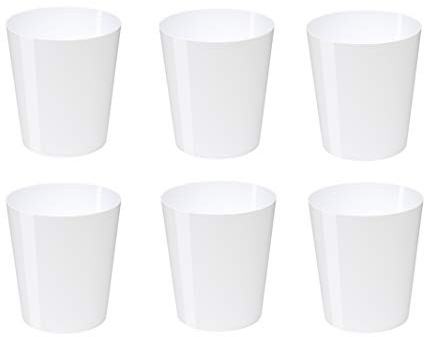 Osco White Hi-Gloss Plastic Waste Bin | 6 Pack | Round | Height - 29 cm | Diameter - 26 cm | Circular Trash Can | Waste Paper Basket | Recycling Container | Office | Home | Bathroom