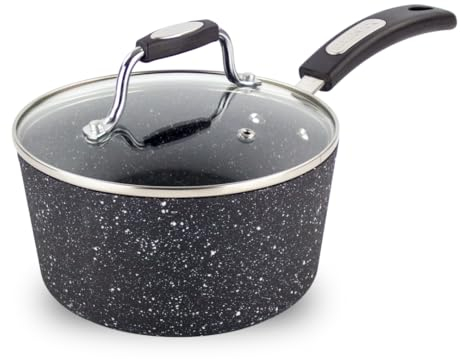 Scoville NEVERSTICK Stielkasserolle mit Deckel, Antihaft-Kochtopf, 1,5 l Fassungsvermögen, geeignet für alle Herdarten einschließlich Induktion, Cool-Touch-Griff, PFOA-frei, spülmaschinenfest,