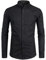 PARKLEES Mens Hipster Design Grandad Collar Oxford Shirt Slim Fit Long Sleeve Casual Button Down Dress Shirts with Pocket Black M