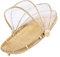Ouneed- Abdeckhaube Fliegenhaube Brot-Korb Picknickkorb Mit Gaze Obstschale Mit Fliegenschutz Insektenschutz Cover Korb Obstschale Schale Korb Aus Bambus Geflochten, Dekorativ Und Praktisch (S)