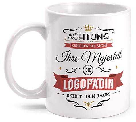 Fashionalarm Tasse Votre Majesté l'orthophoniste imprimée des deux côtés avec motif de dicton | Idée de cadeau amusante pour orthophoniste, blanc, 330 ml