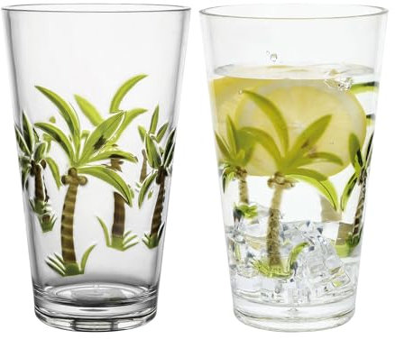 UP ware 2 pezzi Palm Tree 24 once acrilico plastica Highball Tumbler