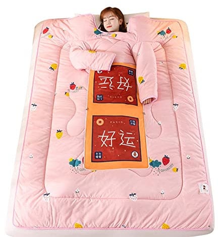 Multifunction Lazy Quilt with Sleeves Winter Warm Thickened Wearable Quilt Blanket Pillow Throw Cushion for Home Winter Nap Office Car Bedroom (Color : C, Size : 150x200cm)