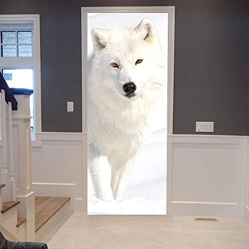 VIRANDA Türtapete Selbstklebend TürPoster - Wolf - Fototapete Türfolie Wandtapete PVC Wasserdichte Schlafzimmer Türaufkleber 88 x 200 cm
