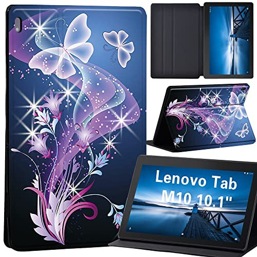 Design Case for Lenovo Tab M10 TB-X605F/ TB-X605L/ TB-X505F/ TB-X505L - Leather Tri-Fold Stand Cover Case for Lenovo Tab M10 10.1-Inch Tablet, (butterfly flame)