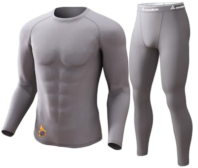 CL convallaria - Sous-vêtements thermiques pour Hommes, Ensemble de sous-vêtements Thermiques Doux et Respirants, Gris, L