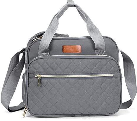 Mini-Wickeltasche, Baby-Windeltasche, für Reisen und Outdoor, Organizer, Kinderwagen-Tasche, multifunktionale Umstandstasche für Mama, Vater, Grau
