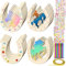40 Stück Hufeisen Kindergeburtstag Holz set,24 Holz Hufeisen Basteln mit 12 Aquarellstift &1 Glitzerband und 3 Glitzersteinen Sticker für DIY Dekoration,Holzscheiben Scheiben Hufeisen Form