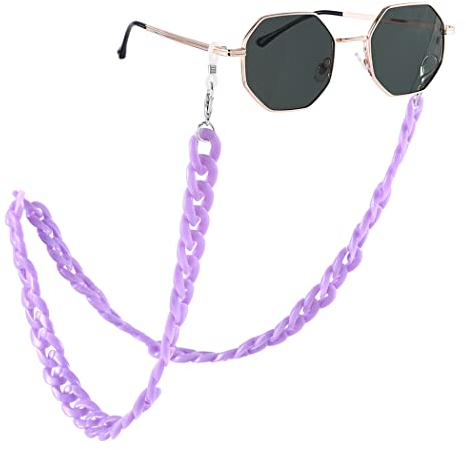 Bohend Mode Brillenketten Acryl Gesichtsmaskenkette Zubehör für Sonnenbrillenketten für Frauen und Mädchen (Violett)