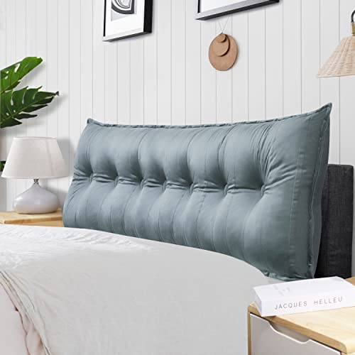 Rucener Groß Lendenkissen Rückenlehne Großes Samt Bücherkissen Lesekissen Lendenkissen Groß Wandkissen Rückenkissen Bett Lesekissen Groß Lesekissen Grau 200 cm