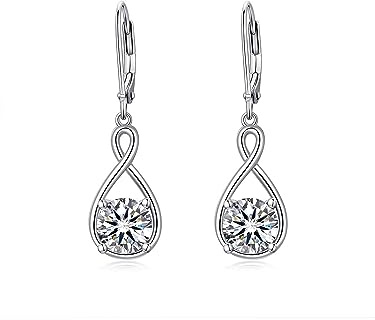 SEIYANG Unendlichkeit Ohrringe Silber 925 Hängend Creolen Baumeln Damen mit 5A Zirkonia Geburtsstein für Frauen Geburtstags Schmuck Geschenk für Sie