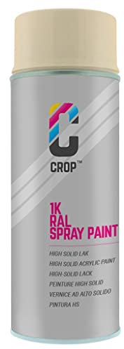 CROP Peinture en bombe RAL 1015 Ivoire clair - Couverture élevée, Séchage rapide, 100% inaltérable - Auto, Moto & Bricolage - Brillance soyeuse - 400ml