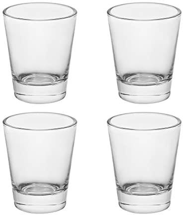 BTGLLAS Heavy Base Shot Glasses, 1.5 oz Sets of Clear Shot Glass (4 Pack), Measuring Cup for Espresso, Liquid, and Wine - Heavy Glass (Glass, 4Pack)