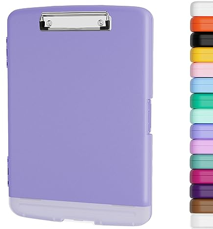 Piasoenc Klemmbrett mit Lagerung, Lagerung Klemmbretter mit Stifthalter und A4 Legal Papier Ordner, Heavy Duty Kunststoff, Folio & Side-Opening, Low Profile Clip, für Lehrer, Juristen,Lila