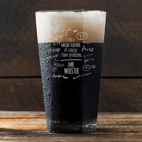 BGExpress Personalised Engraved Maths Teacher Lager Glass Craft Beer Pint Glass Novelty Funny Birthday Teacher Gift