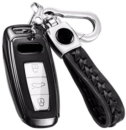 Z.MYUKI 【5 Farben】 Q7 4M Schlüsselhülle mit Schlüsselanhänger für Audi Q7 4M 2016-2022 2023 Zubehör Original (Schwarz)